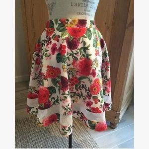 ASOS pink floral skirt with sheer mesh panel